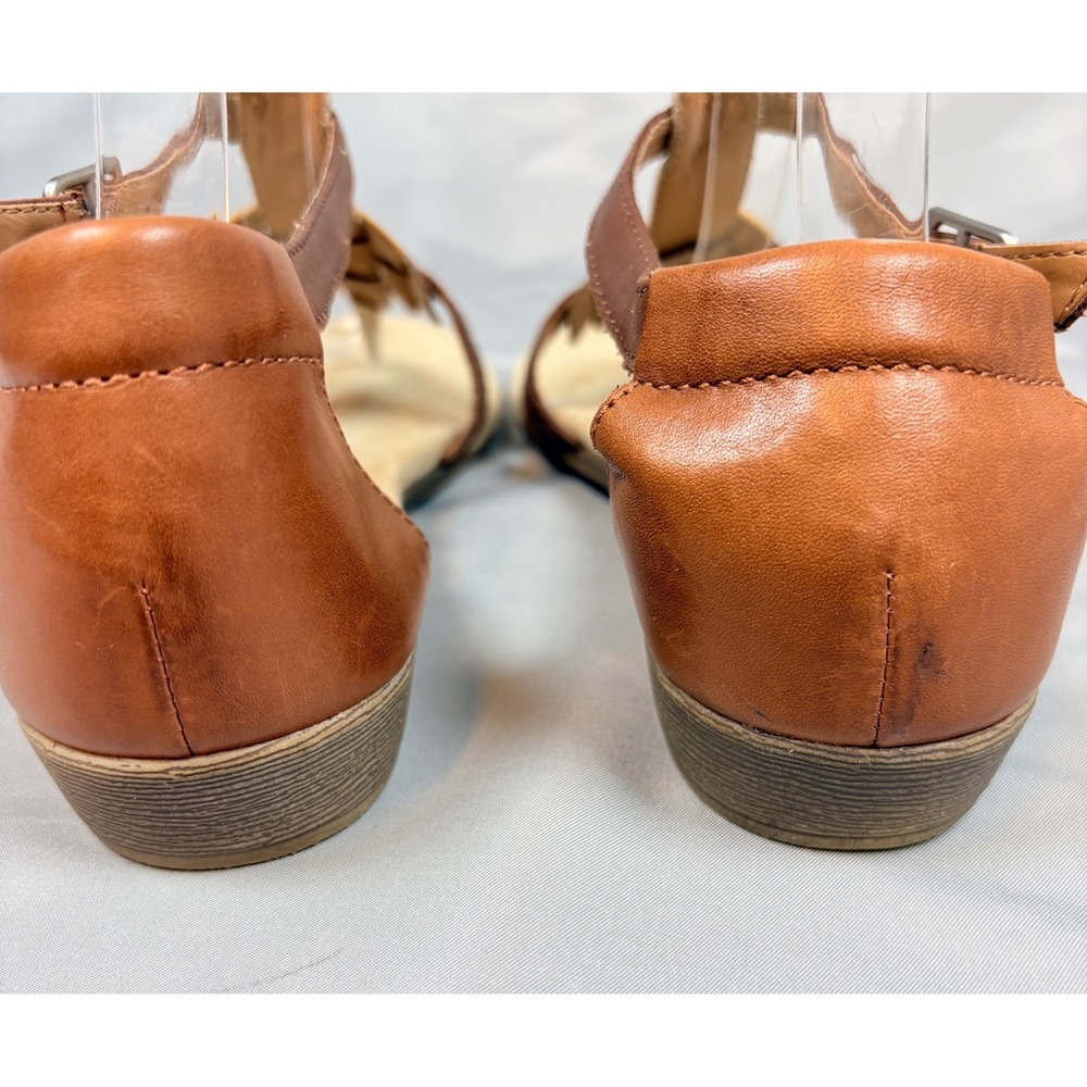 Clarks Womens Qwin Adonia 7.5 Brown Yellow Leather T Strap Gladiator Sandals - Picture 6 of 10